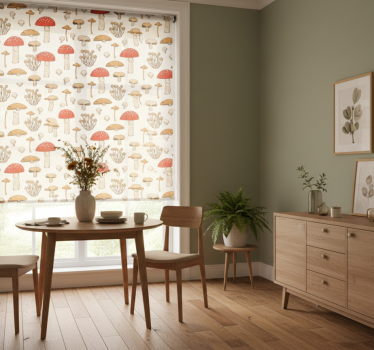 Rollo fenster esszimmer gelbe und rote pilze und blumen - TenStickers