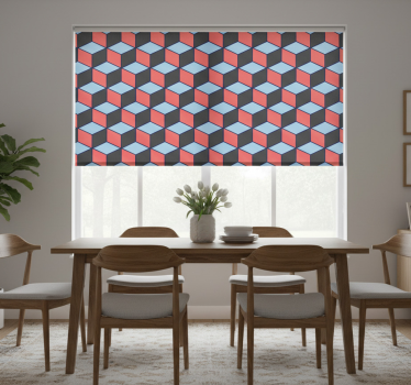Rollo fenster esszimmer geometrische quadrate 3d - TenStickers