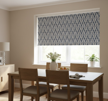 Rollo fenster esszimmer glamour grau blau ornament - TenStickers