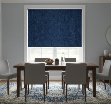 Rollo fenster esszimmer glamouröses blau dezent - TenStickers