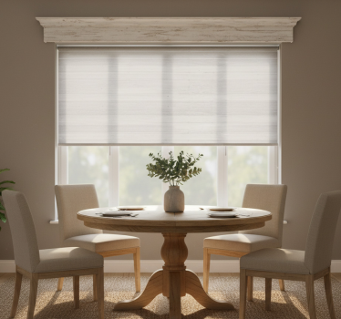 Rollo fenster esszimmer graue elegante rustikale holzplanken - TenStickers