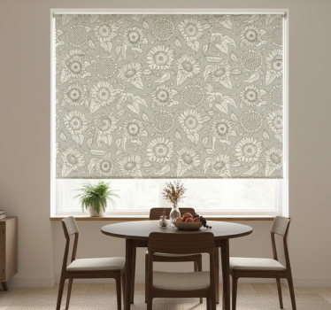 Rollo fenster esszimmer graue sonnenblumen - TenStickers