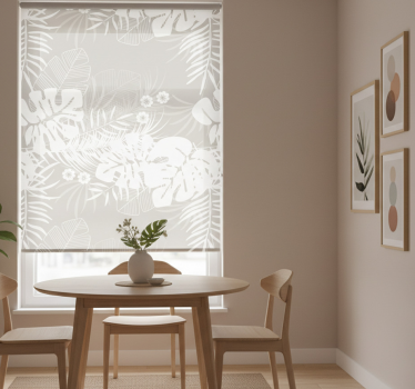 Rollo fenster esszimmer graue tropische blätter - TenStickers