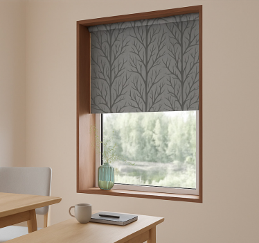 Rollo Fenster Esszimmer graue waldbäume - TenStickers