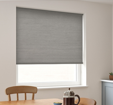Rollo Fenster Esszimmer grauer webeffekt - TenStickers