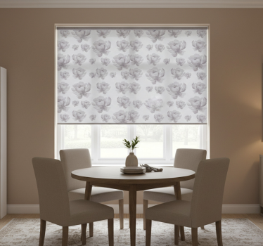 Rollo fenster esszimmer graues blumenmuster der 80er - TenStickers