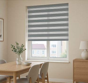 Rollo Fenster Esszimmer graues streifenmuster - TenStickers