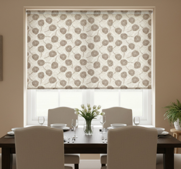 Rollo fenster esszimmer graues tulpenmuster mit akantus - TenStickers