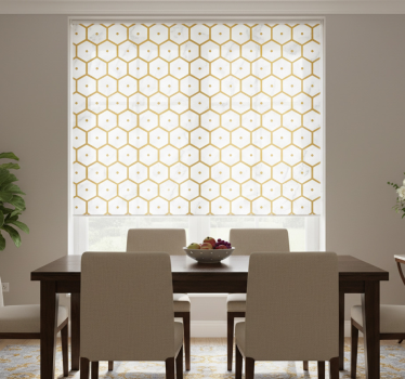 Rollo fenster esszimmer hexagonales goldmarmor-muster - TenStickers