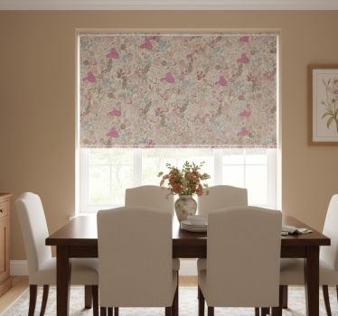 Rollo fenster esszimmer im floralen grandmillenial stil - TenStickers