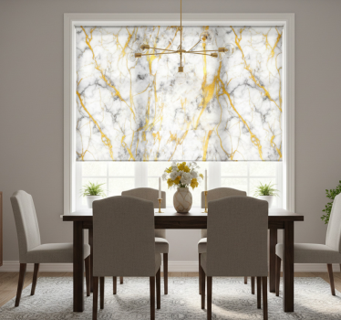Rollo fenster esszimmer in elegantem grau und gold marmor - TenStickers