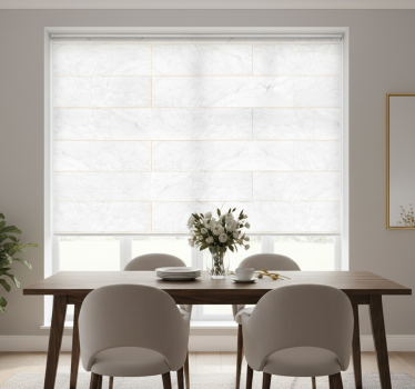 Rollo fenster esszimmer in grautönen mit goldmarmor - TenStickers