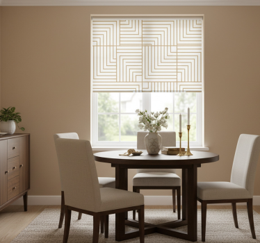 Rollo fenster esszimmer in weiß und gold geometrie - TenStickers