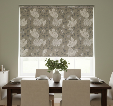 Rollo fenster esszimmer jute vögel - TenStickers