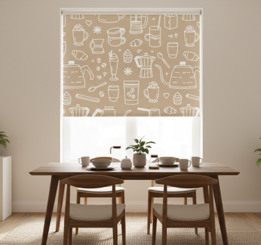 Rollo fenster esszimmer kaffeetassen und gläser muster - TenStickers