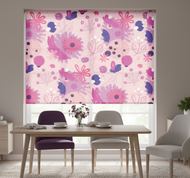 Rollo fenster esszimmer mit abstrakten lila blumen - TenStickers