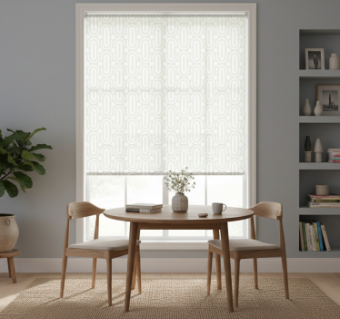 Rollo fenster esszimmer mit grauen geometrischen linien - TenStickers