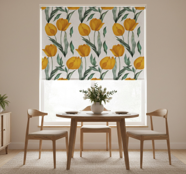Rollo fenster esszimmer muster mit gelben tulpen - TenStickers