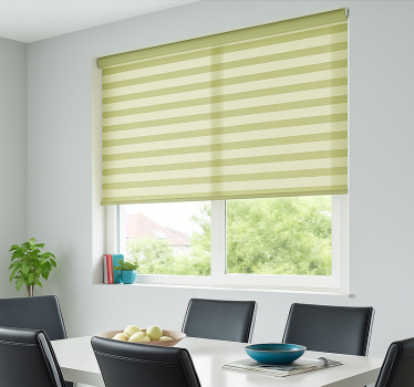 Rollo Fenster Esszimmer olivgrünes streifenmuster - TenStickers
