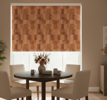 Rollo fenster esszimmer terracotta quadratmuster - TenStickers