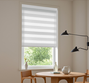Rollo Fenster Esszimmer transparente weiße streifen - TenStickers