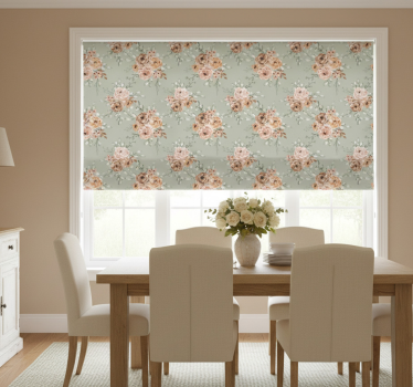 Rollo fenster esszimmer vintage rosen auf mintgrün - TenStickers