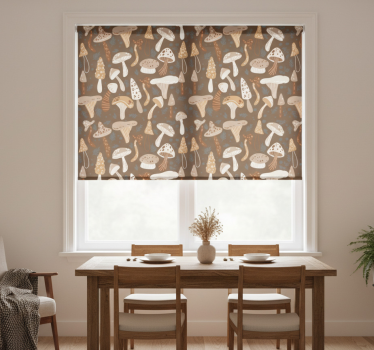 Rollo fenster esszimmer waldpilze auf braunem hintergrund - TenStickers