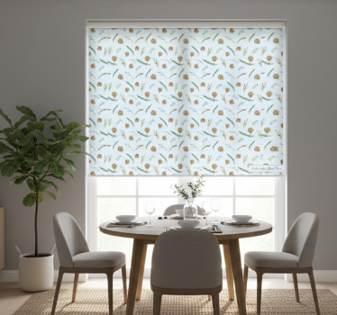 Rollo fenster esszimmer wasserfarben blumen blau - TenStickers