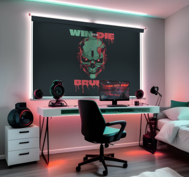 Rollo Fenster Gamer Cyber-Totenkopf mit Namen - TenStickers