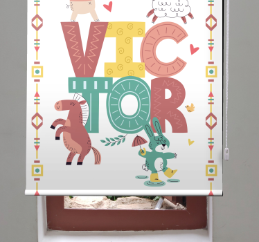 Rollo Fenster Kinderzimmer boho tiere mit namen - TenStickers