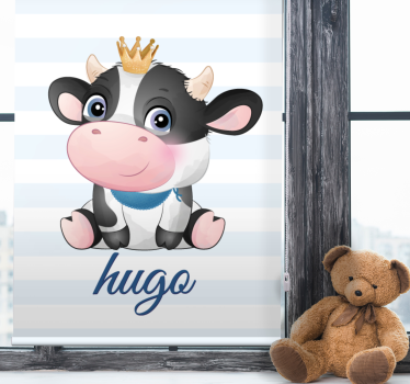 Rollo Fenster Kinderzimmer gekrönte kuh mit namen - TenStickers