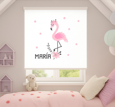 Rollo Fenster Kinderzimmer rosa flamenco mit namen - TenStickers