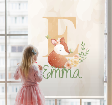 Rollo Fenster Kinderzimmer fuchs mit initiale und namen - TenStickers