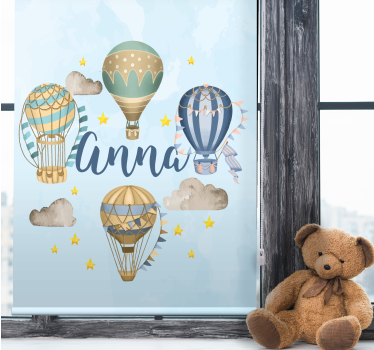 Rollo fenster mit namen heißluftballons mit namen - TenStickers