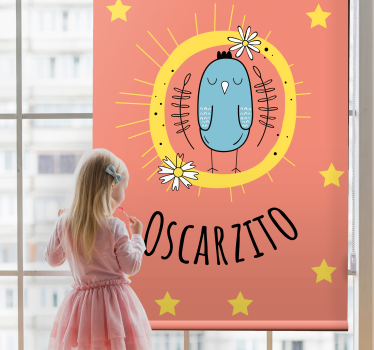 Rollo Fenster Kinderzimmer blauer vogel mit namen - TenStickers