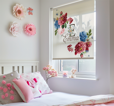 Rollo Fenster mit Namen florales Design - TenStickers