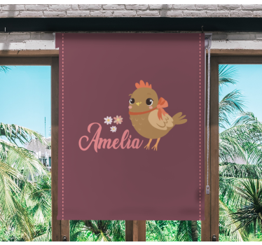 Rollo fenster mit tieren küken mit blumen und namen - TenStickers