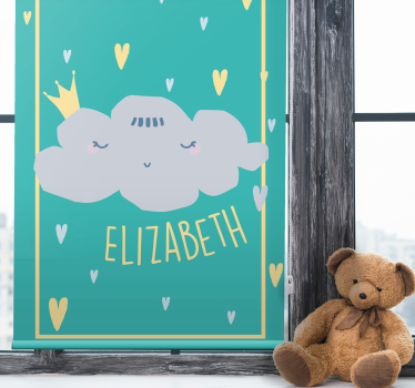 Rollo Fenster Baby gekrönte graue wolke mit namen - TenStickers