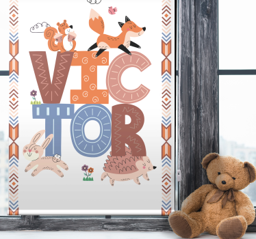 Rollo Fenster Kinderzimmer waldtiere mit namen - TenStickers