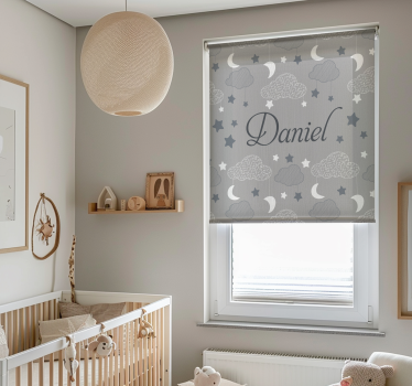 Rollo Fenster mit Namen Wolken Mond und Sterne - TenStickers