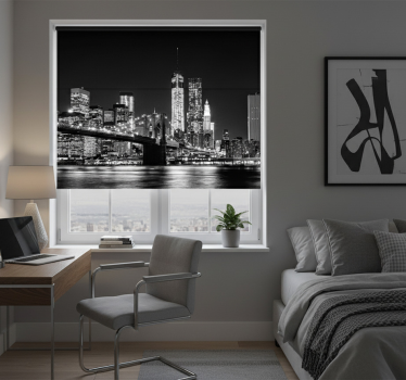 Rollo fenster schwarz fototapete new york east river - TenStickers