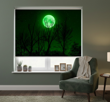 Rollo fenster schwarz grüner mond - TenStickers