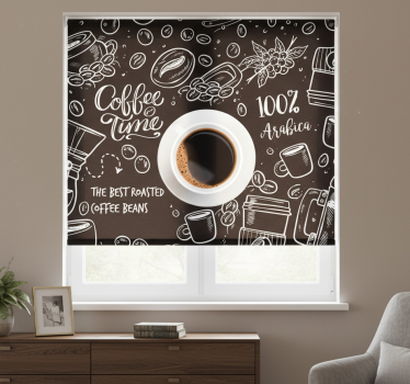 Rollo fenster schwarz kaffeezeit bilder - TenStickers