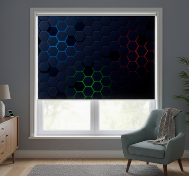 Rollo fenster schwarz mit 3d effekt in dunklem hexagonmuster - TenStickers
