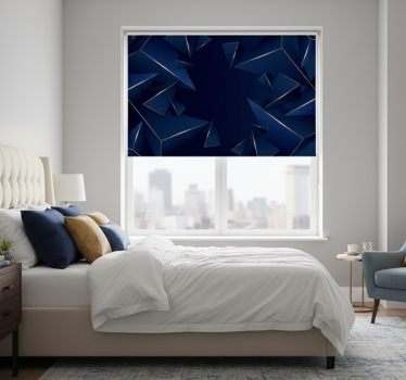 Rollo fenster schwarz mit blau-goldenem geometrischen muster - TenStickers