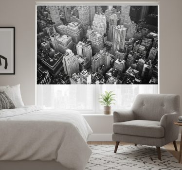 Rollo fenster schwarz new york luftaufnahme schwarz weiß - TenStickers