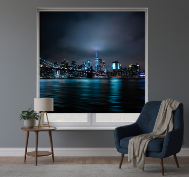 Rollo fenster schwarz urban nacht panorama - TenStickers