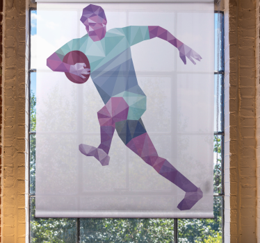Rollo Fenster Sport geometrischer rugbyspieler - TenStickers