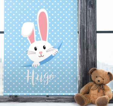 Rollo Fenster Baby weißer hase mit namen - TenStickers