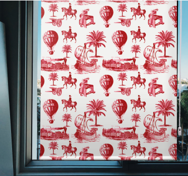 Rollo Fenster Vintagedesign rote rote palmenszenen - TenStickers